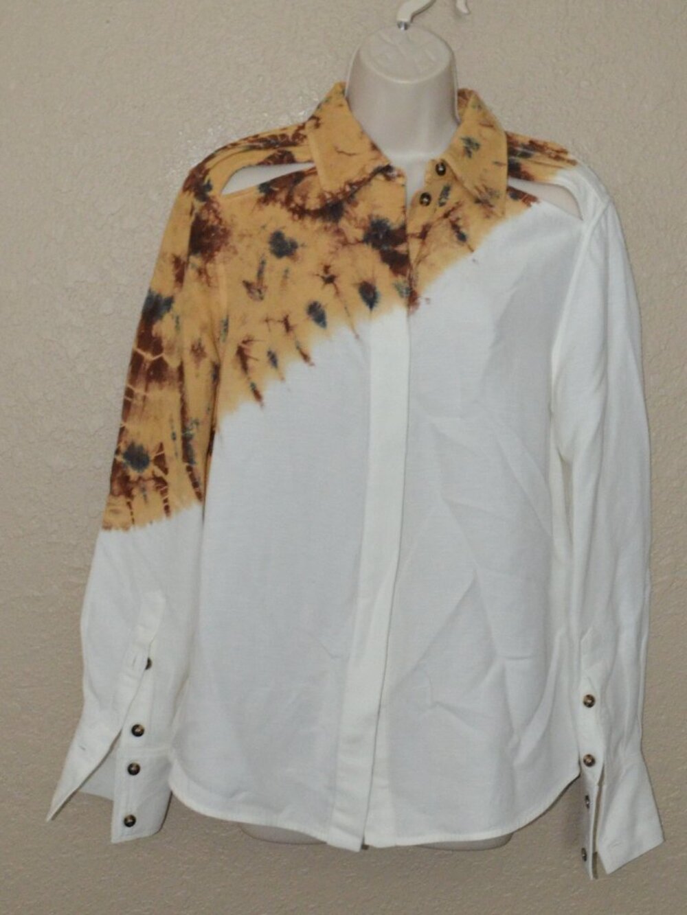 $1290 Sz 4 Proenza Schouler Brown Tie Dye 2021 Runway Collection Blouse
